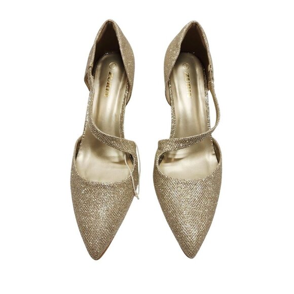 Zurin Glittery Pointed-Toe Heels Size 9.5 Champagne Sparkling Stilettos  Women - Picture 2 of 12